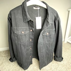 Elia Cher Oversized Black Jean Jacket (S 4-6)